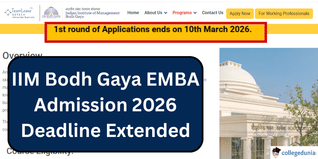 IIM Bodh Gaya EMBA Admission 2026 Deadline Extended; Apply by March 10 @iimbg.ac.in